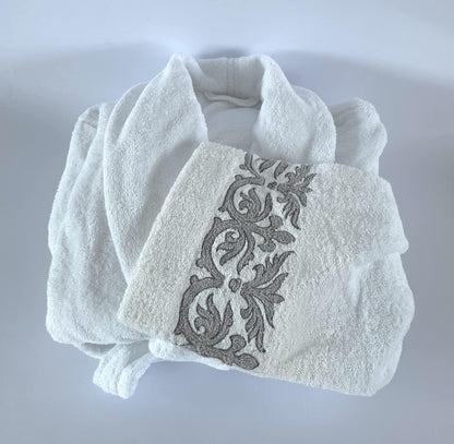 Peignoir femme en coton éponge, ligne Yatch Luxury Broderie, taille M