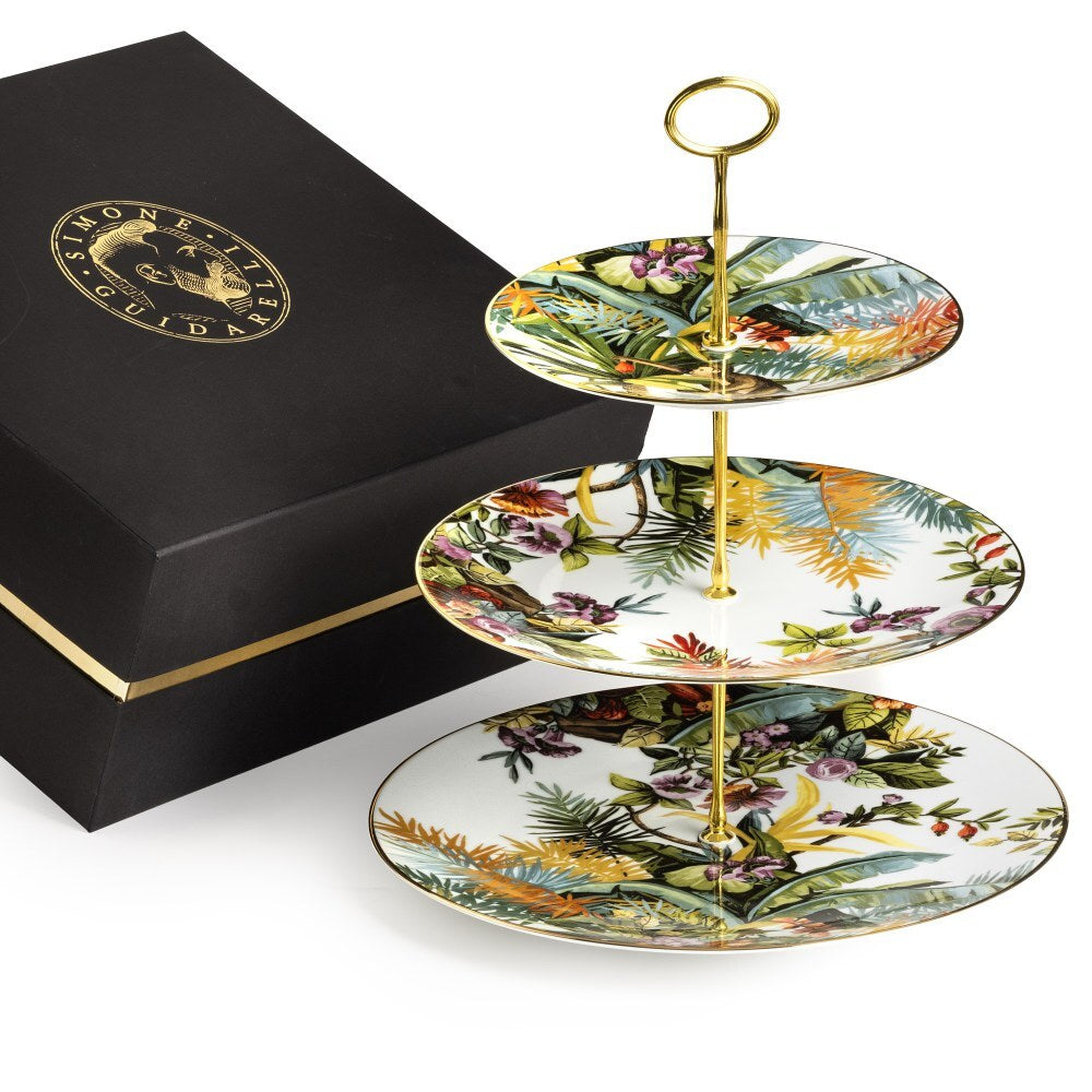 Alzata Exotic Jungle White con elegante scatola regalo Simone Guidarelli