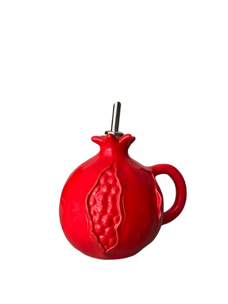 Ampolla olio in ceramica rossa a forma di melograno Virginia Casa

