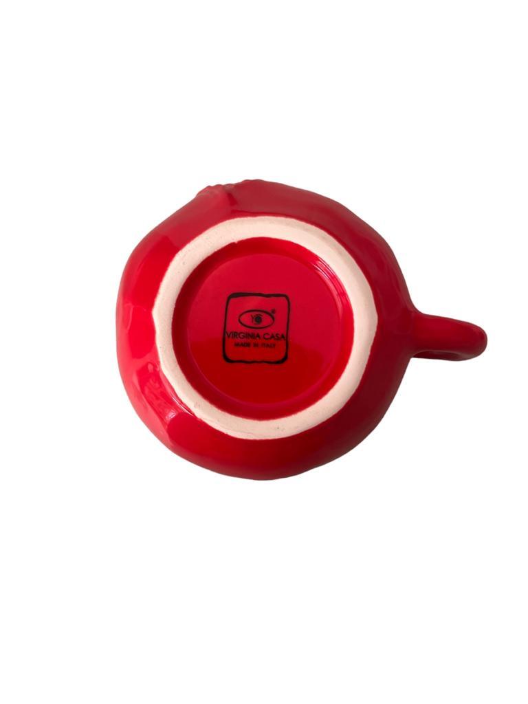 Fondo ampolla olio in ceramica rossa artigianale con firma Virginia Casa