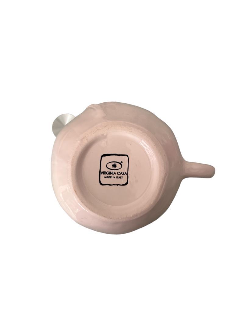 Fondo ampolla olio in ceramica bianca artigianale con firma Virginia Casa