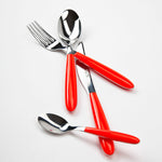 Set posate in acciaio con manico colorato arancio – eleganti e disponibili in varie tonalità