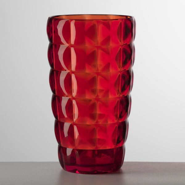 Bicchiere Diamante alto rosso di Mario Luca Giusti in cristallo acrilico, sfaccettato, brillante e infrangibile, perfetto per tavole eleganti o outdoor
