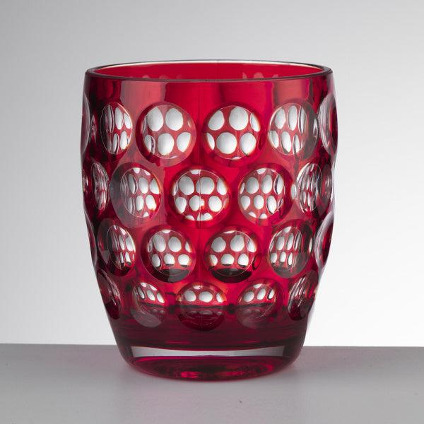 tumbler Lente basso rosso Mario Luca Giusti in acrilico tinta unita, design elegante e infrangibile, perfetto per tavole estive di charme