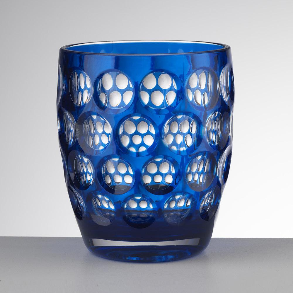 tumbler Lente basso blu  Mario Luca Giusti in acrilico tinta unita, design elegante e infrangibile, perfetto per tavole estive di charme