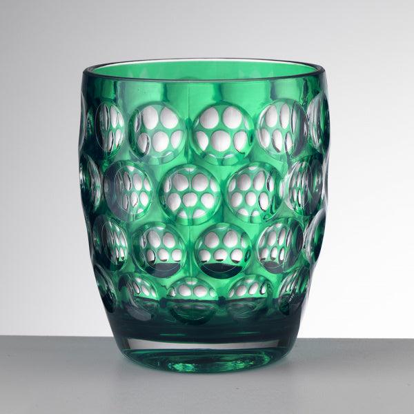 tumbler Lente basso verde Mario Luca Giusti in acrilico tinta unita, design elegante e infrangibile, perfetto per tavole estive di charme