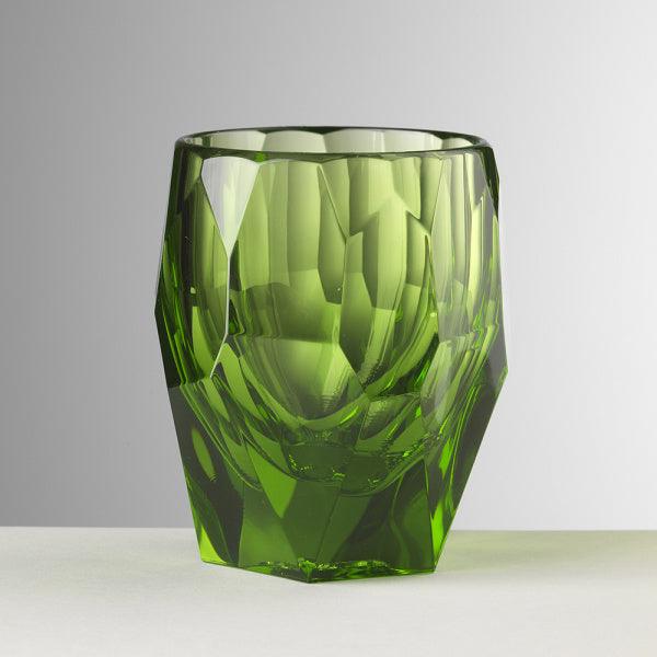 Tumbler Super Milly verde Mario Luca Giusti in acrilico sfaccettato, bicchiere maxi elegante e resistente, disponibile in diversi colori