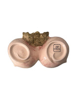 Fondo ciotola doppia  a forma di rapa con foglie  in ceramica con logo Virginia Casa Made in Italy