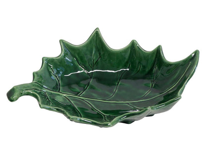 Ceramic Holly Leaf Bowl, Color: Green