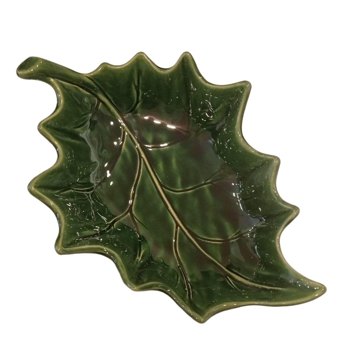Ceramic Holly Leaf Bowl, Color: Green