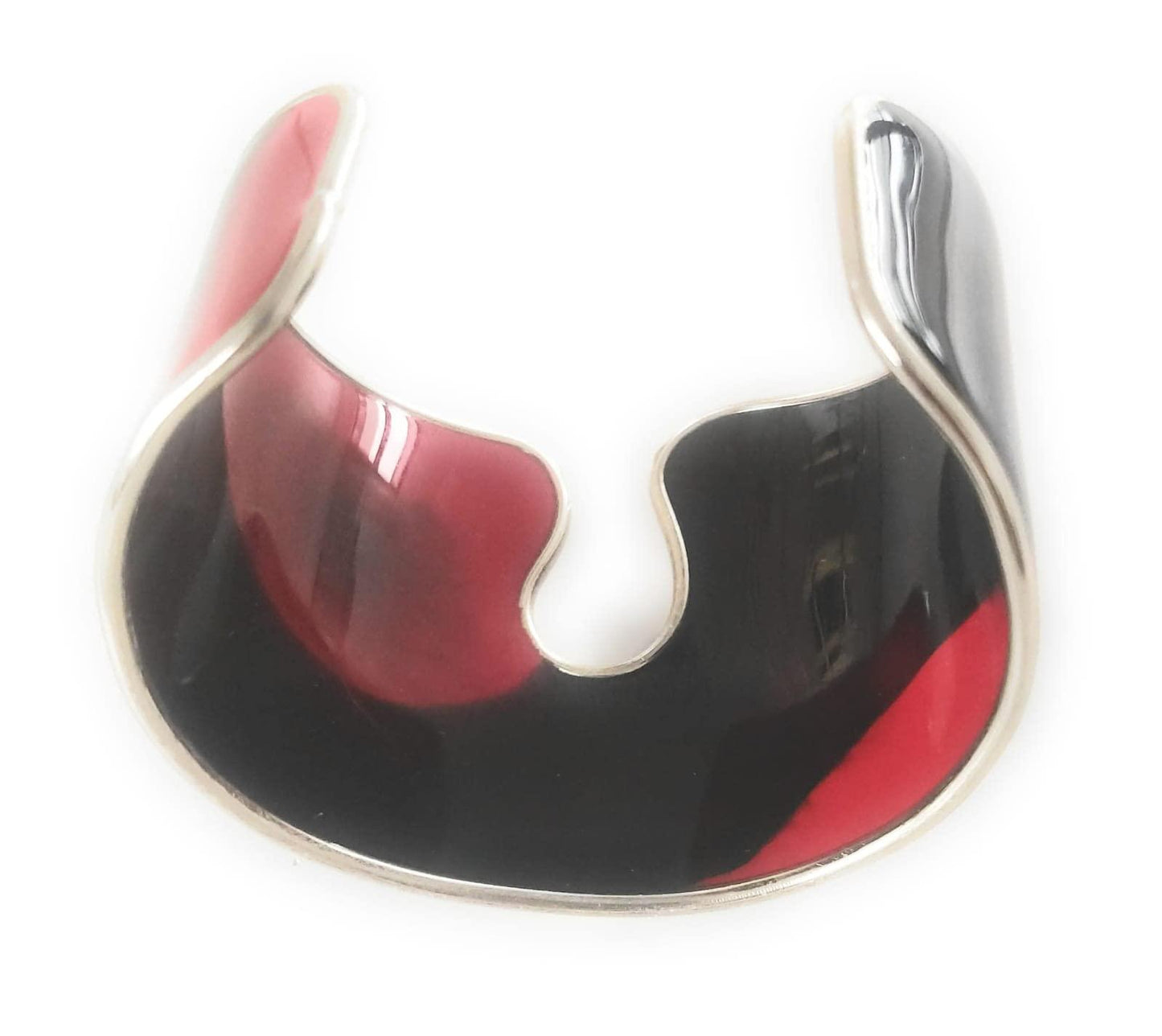 Bracciale rigido in resina epoxy Vulca, fatto a mano, rosso / nero