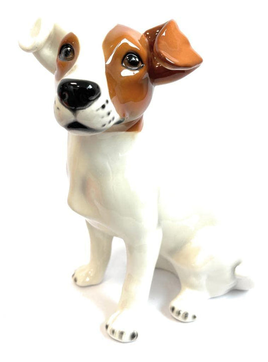 Handmade ceramic Jack Russell puppy, height 28 cm