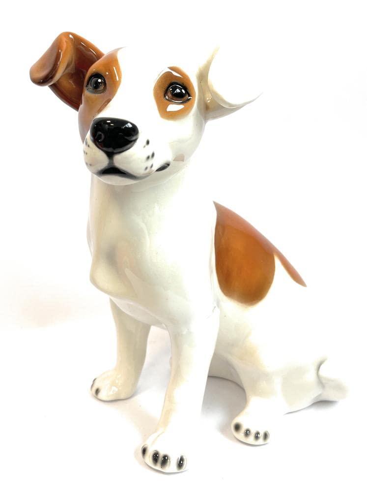 Handmade ceramic Jack Russell puppy, height 28 cm