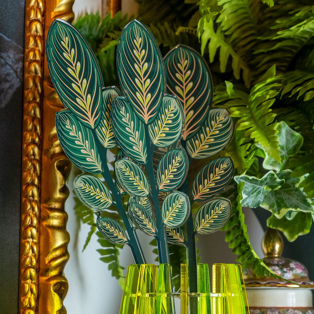 Foglie calathea in vaso Vesta plexiglas design italiano moderno