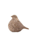 Campana in ceramica argilla Virginia Casa a forma di uccellino, perfetta per decorazioni natalizie. Artigianato italiano decorativo e simbolico.