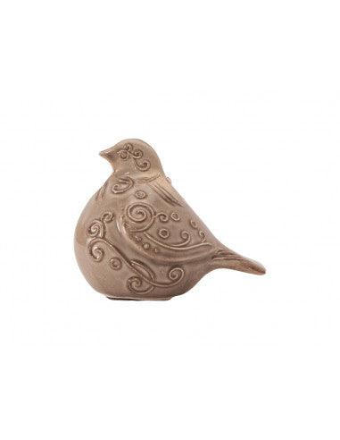 Campana in ceramica argilla Virginia Casa a forma di uccellino, perfetta per decorazioni natalizie. Artigianato italiano decorativo e simbolico.
