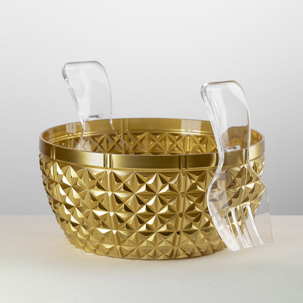 Insalatiera Churchill Mario Luca Giusti oro in acrilico , elegante e infrangibile, perfetta per yacht e tavole estive