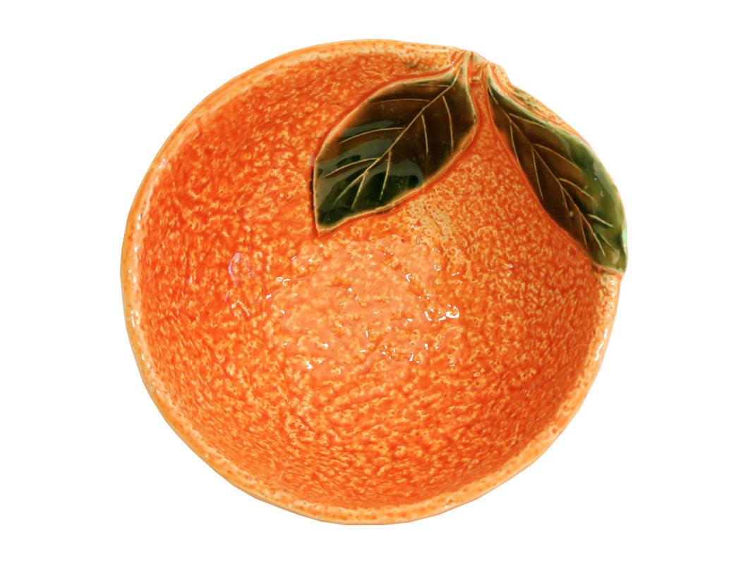 Ciotola in ceramica a forma di arancia Ø22 cm, Linea Agrumi Virginia Casa, artigianato italiano, vista in primo piano