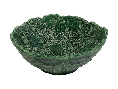 Saladier en céramique, aiguilles et houx, couleur : vert
