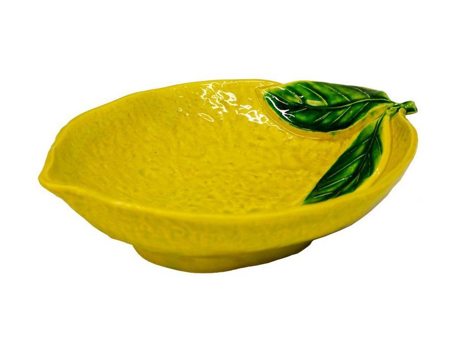 Ciotola/insalatiera a forma di limone Ø30 cm in ceramica, Linea Agrumi Virginia Casa, artigianato toscano.