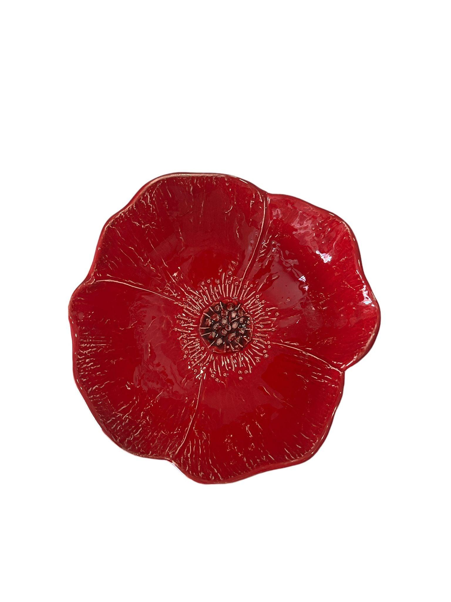 Ciotola Papavero in ceramica artigianale Virginia Casa, petali dipinti a mano, made in Italy, vista dall'alto