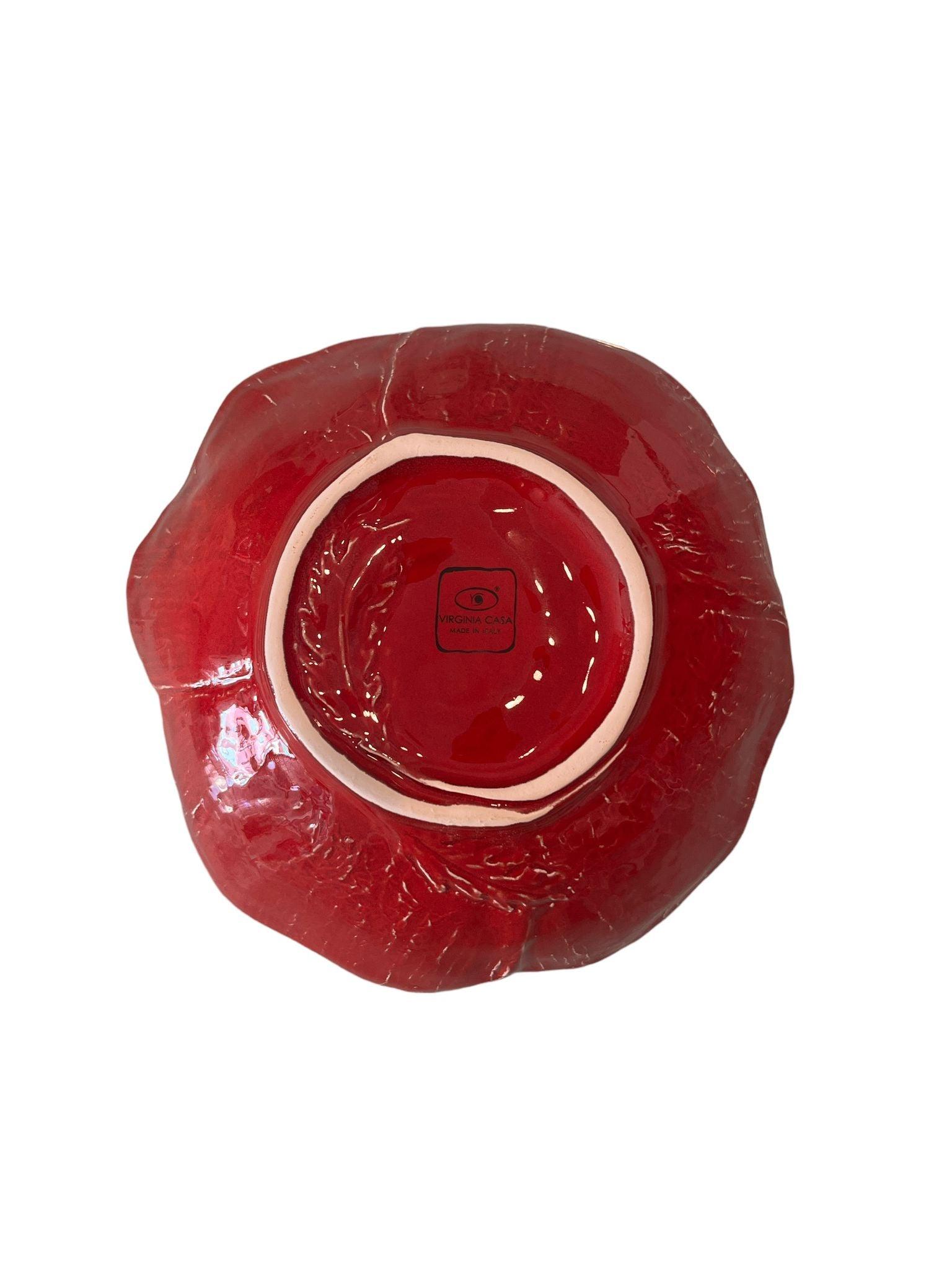 Ciotola Papavero in ceramica artigianale Virginia Casa, petali dipinti a mano, made in Italy, vista da sotto