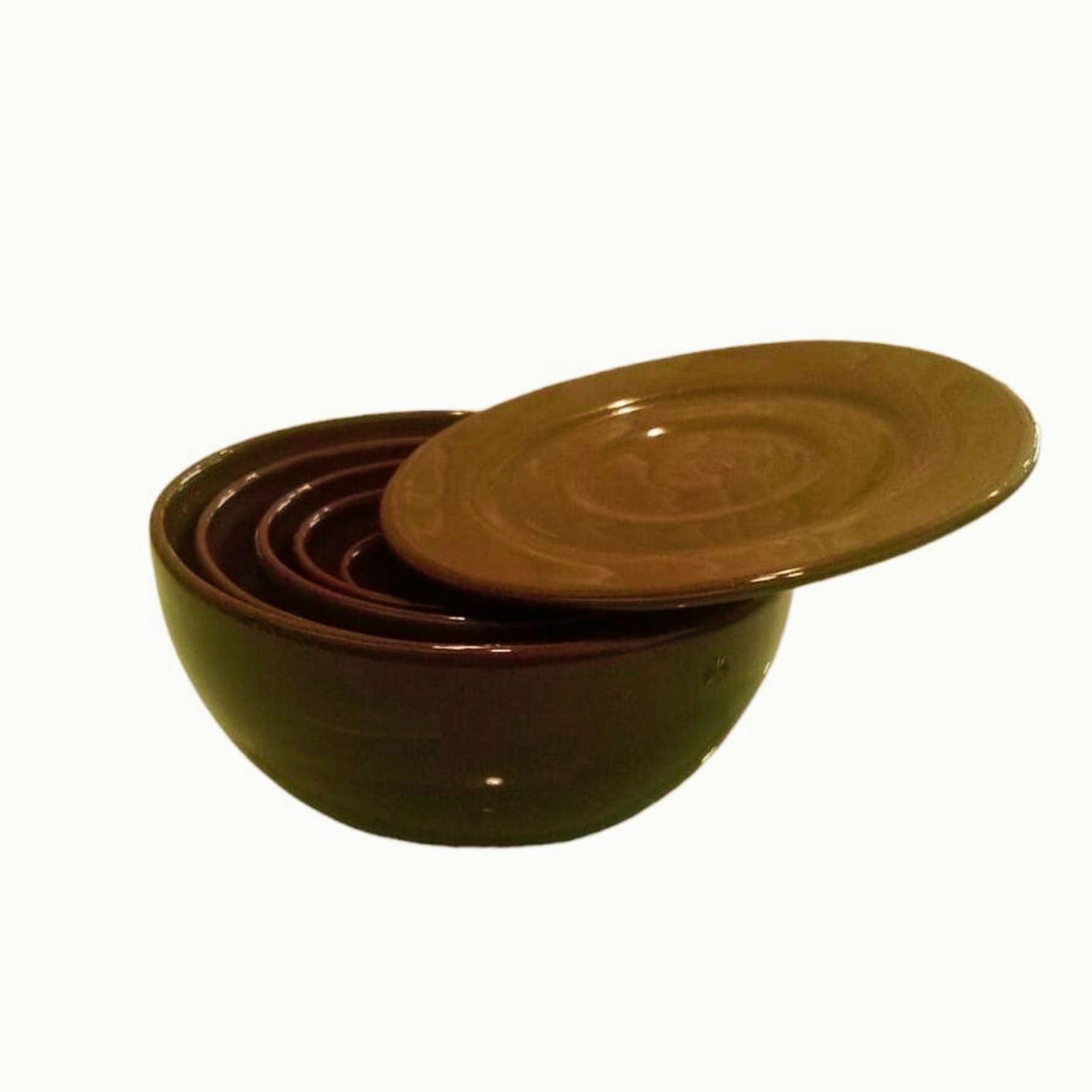 Set di ciotole in ceramica smaltata verde opaco aperte per antipasti e aperitivi raffinati