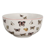Bowl in porcellana avorio Clayre & Eef decorata con farfalle colorate e bordo rosa