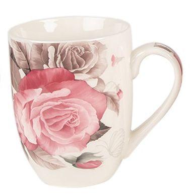 Clayre & Eef Tazza / Mug in porcellana bianca con Rose, 300 ml