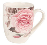 Mug in porcellana Clayre & Eef con grande rosa fucsia e farfalle romantiche