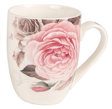 Clayre & Eef Tazza / Mug in porcellana bianca con Rose, 300 ml