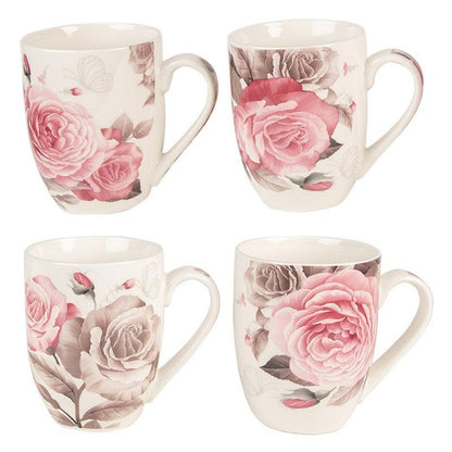 Clayre & Eef Tazza / Mug in porcellana bianca con Rose, 300 ml