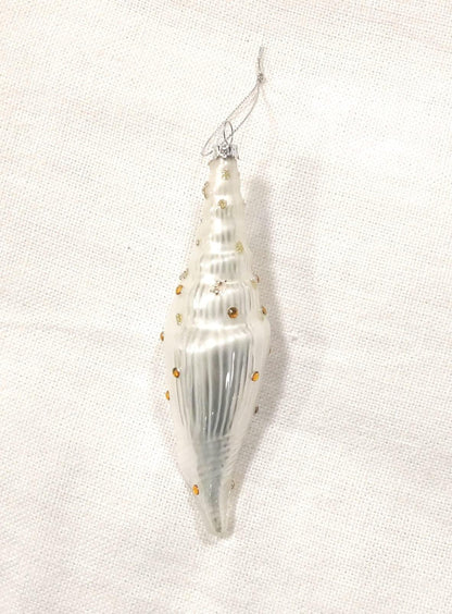Coquilles en forme de larme - Décorations de Noël - lot de 2 (or et blanc perle)