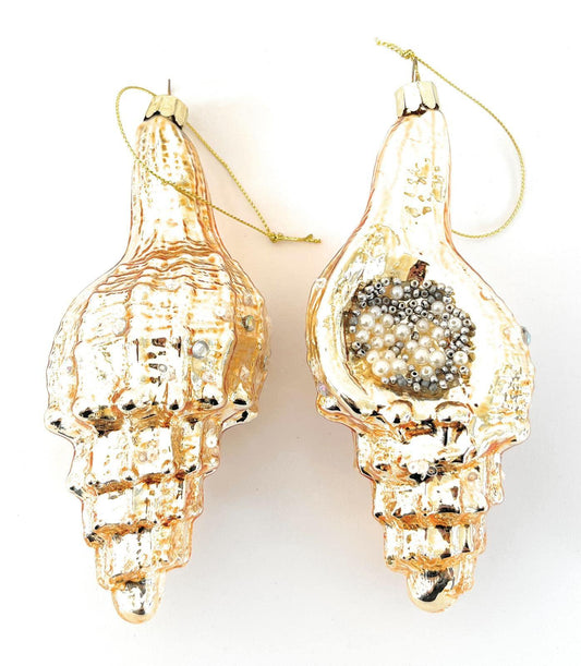 Confezione 2 Cornucopie - decorazioni di Natale - (colori oro e madreperla)