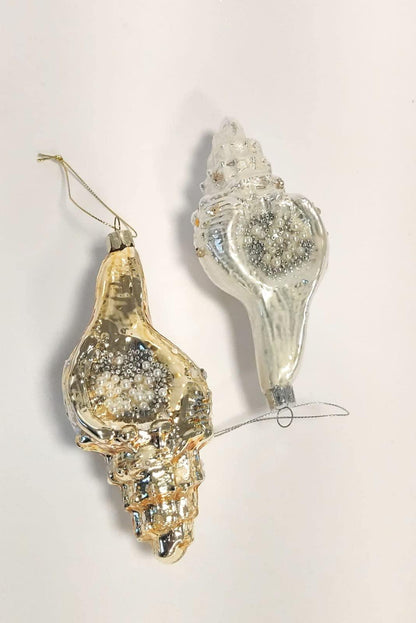 Pack de 2 Cornes d'abondance - Décorations de Noël - (coloris or et nacre)