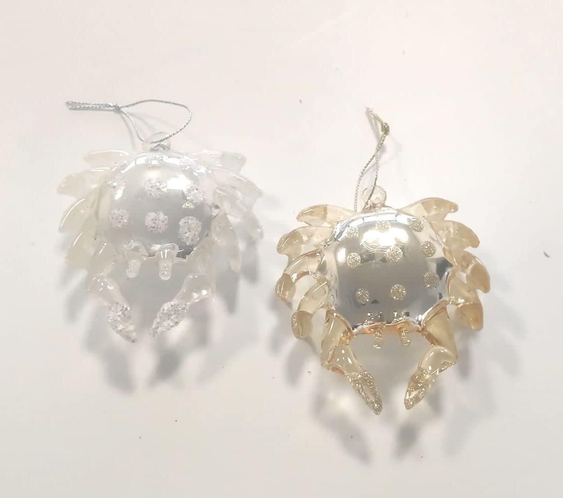 Pack de 2 petits crabes - Décorations de Noël, 1 couleur or et 1 couleur nacre