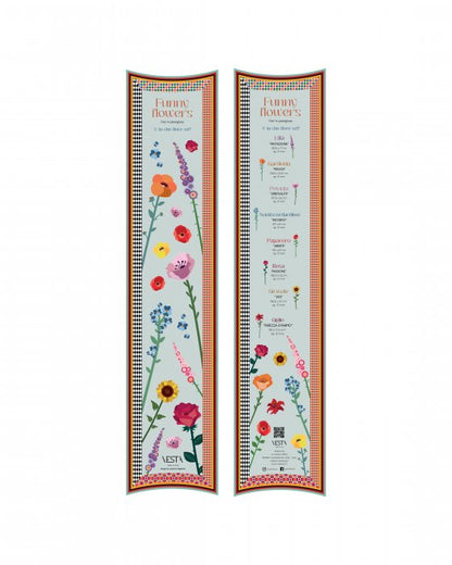 Confezione Funny Flowers Vesta con grafica colorata, significato e poesia dedicata ai fiori.