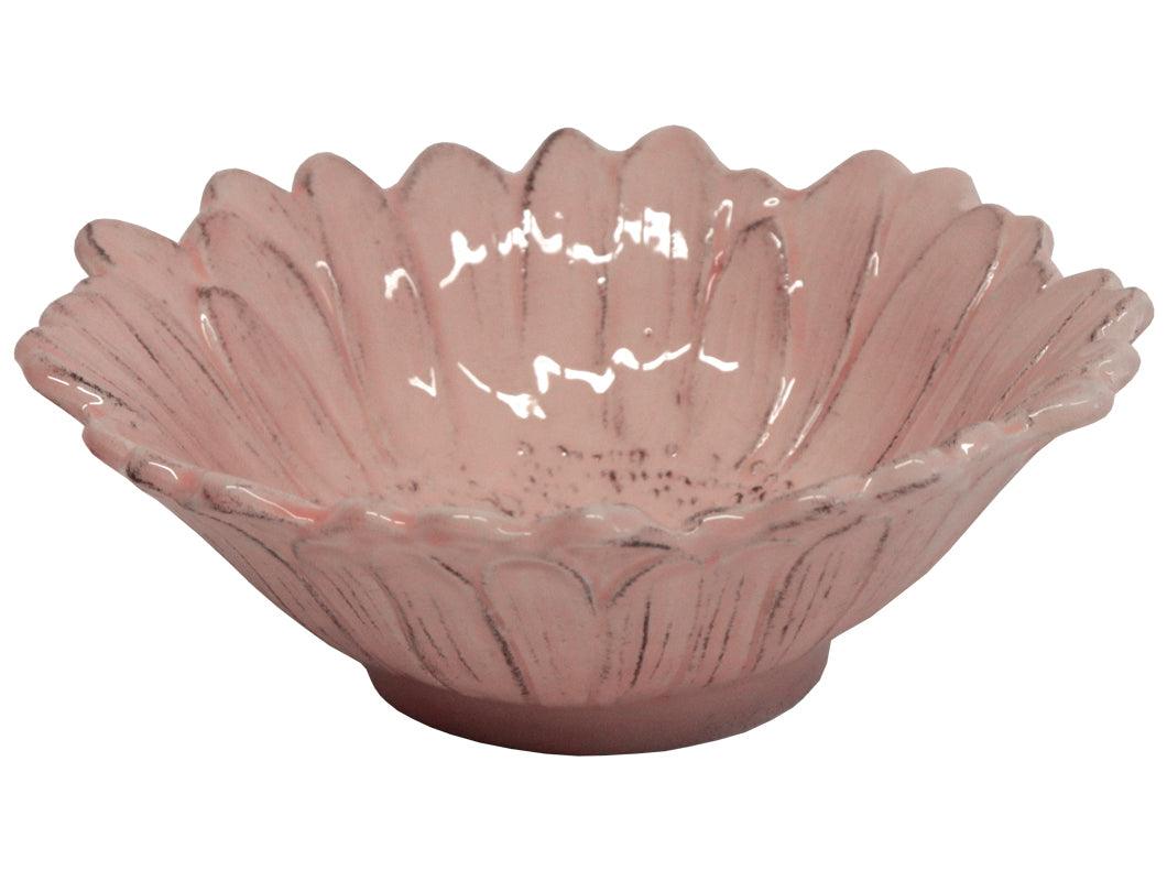 Coppetta a forma di margherita in ceramica rosa cipria, Virginia Casa, linea romantica, fatta a mano in Italia