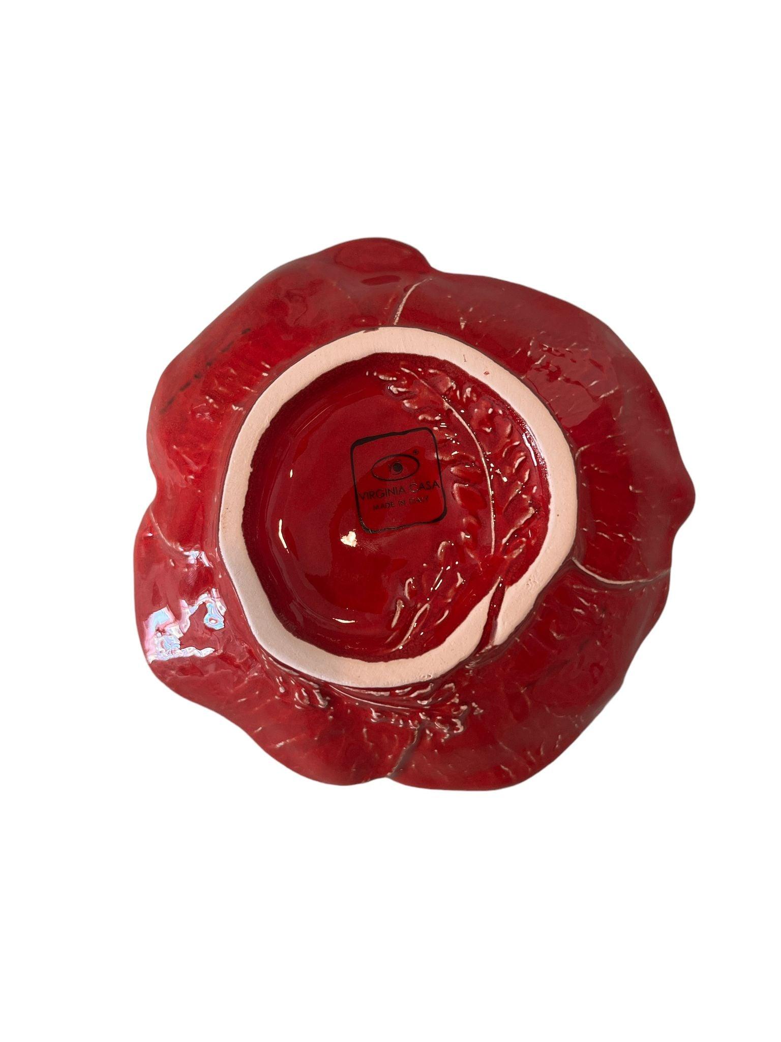 Fondo coppetta papavero rossa in ceramica Virginia Casa con logo e made in Italy