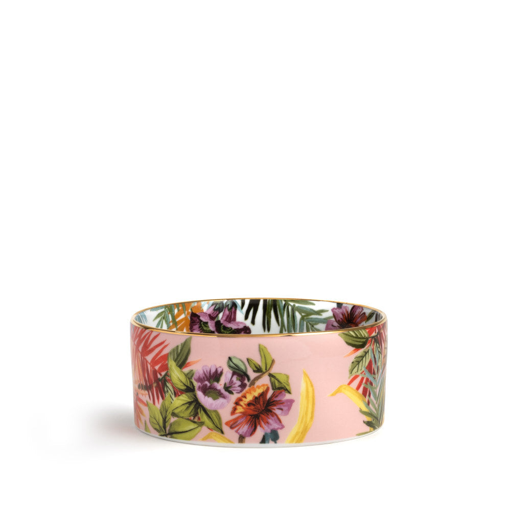 Coppetta Exotic Jungle Rose Simone Guidarelli in porcellana con bordo oro
