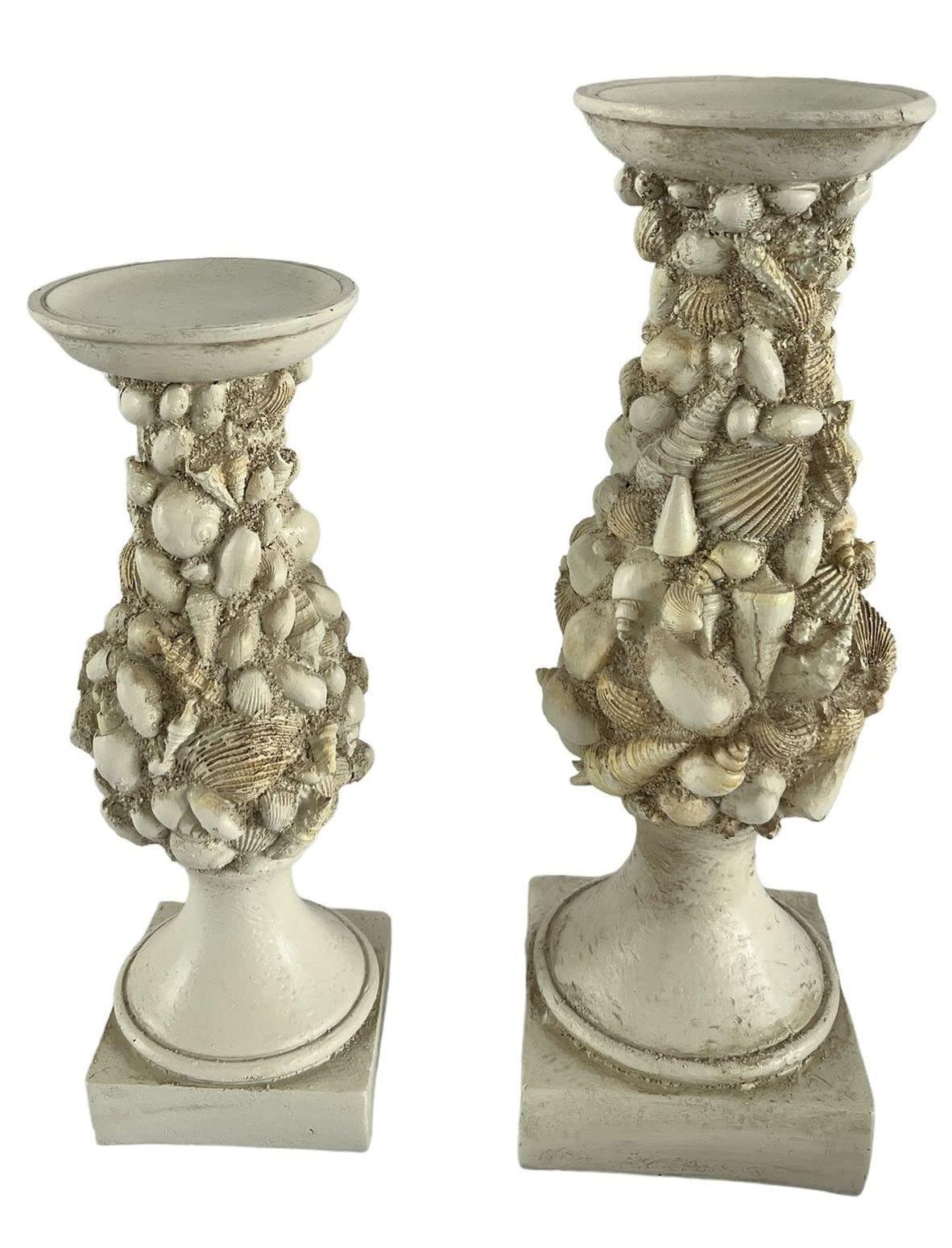 Pair of candlesticks, marine shell pattern, white color, Enzo De Gasperi