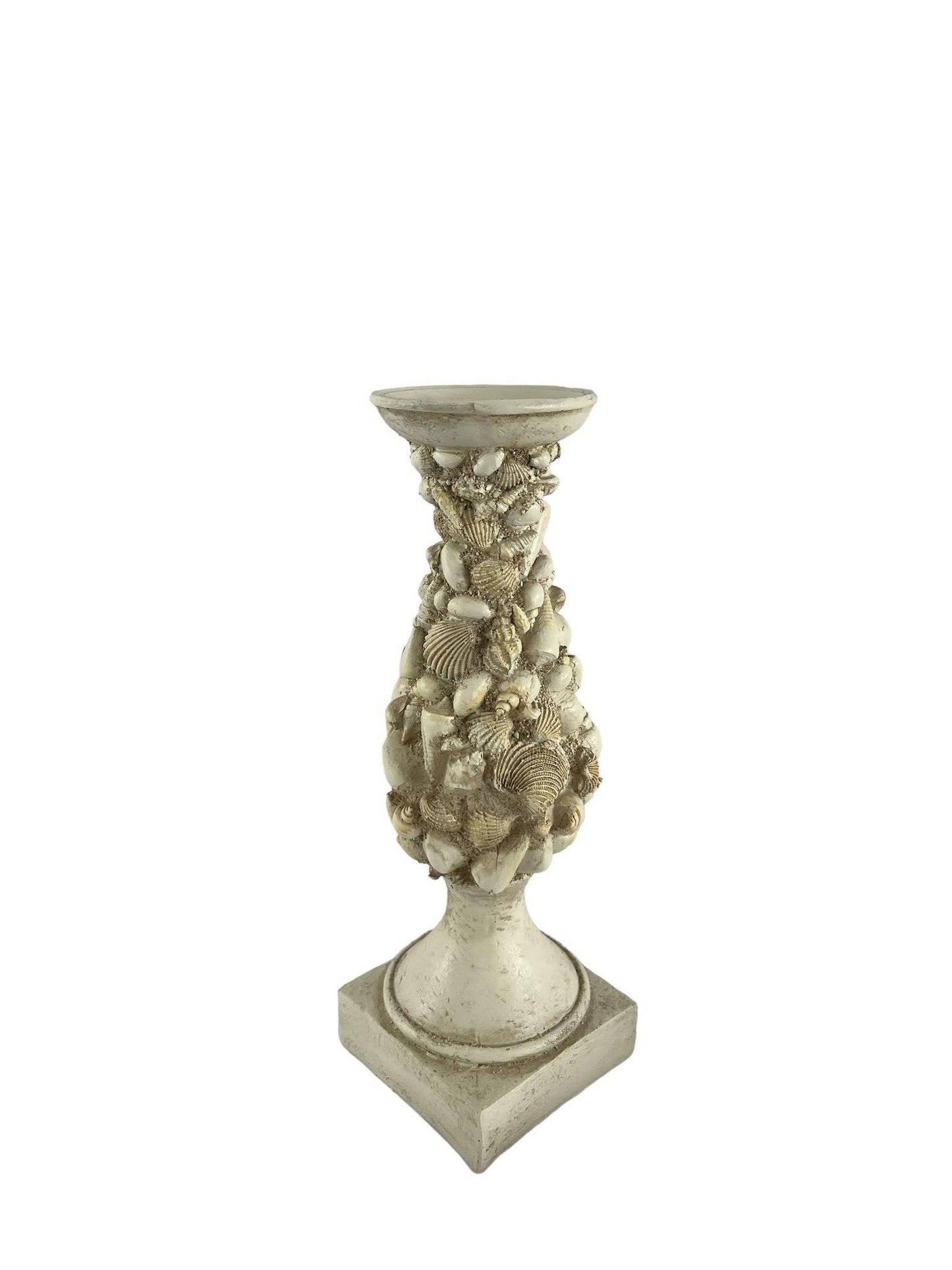 Pair of candlesticks, marine shell pattern, white color, Enzo De Gasperi