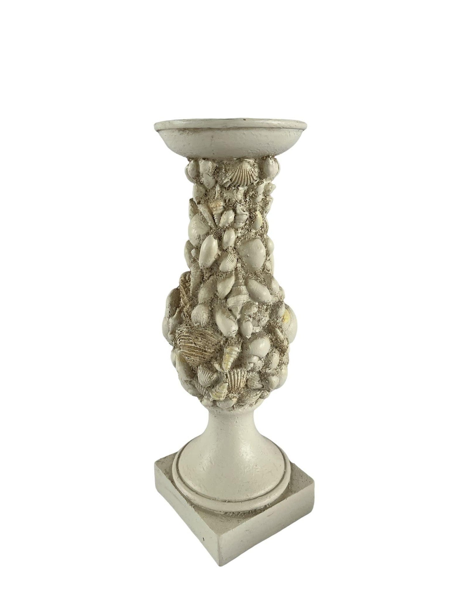 Pair of candlesticks, marine shell pattern, white color, Enzo De Gasperi