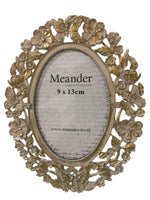 Cornice shabby chic ovale 9x13 cm color panna con riflessi oro e brillantini