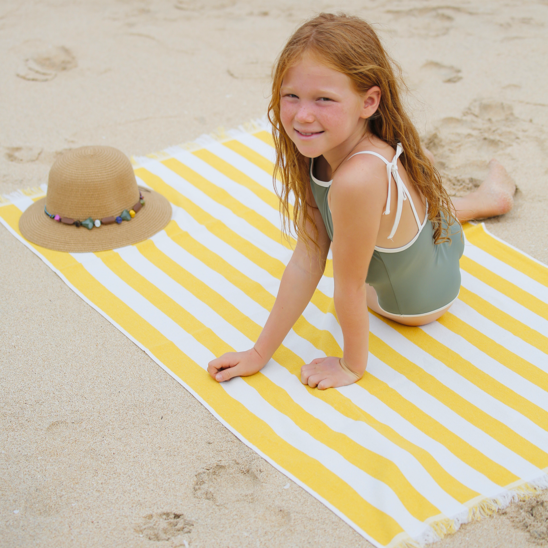 telo delmor fit giallo righe bambino spiaggia leggero riciclato green petition