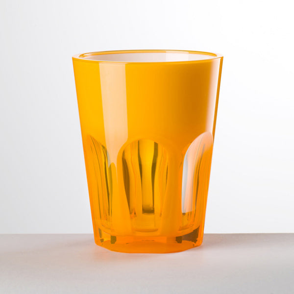 Bicchiere Double Face in acrilico arancio con interno bianco Mario Luca Giusti
