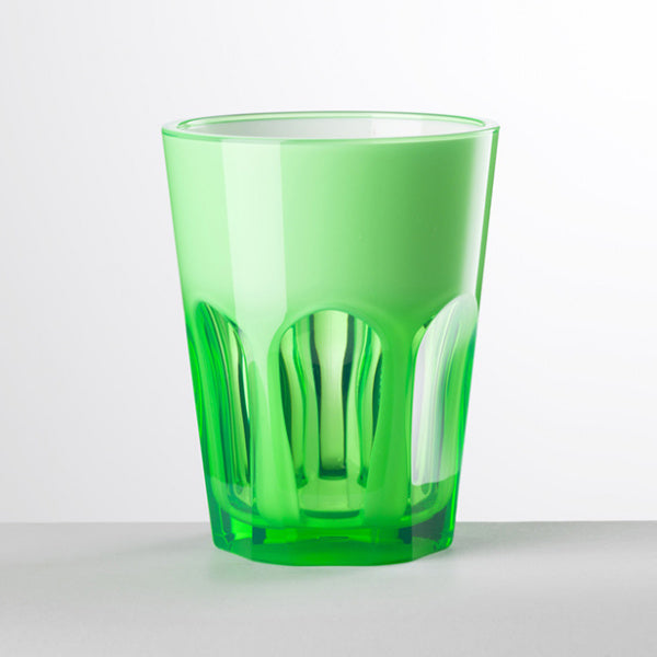 Bicchiere Double Face in acrilico verde con interno bianco Mario Luca Giusti