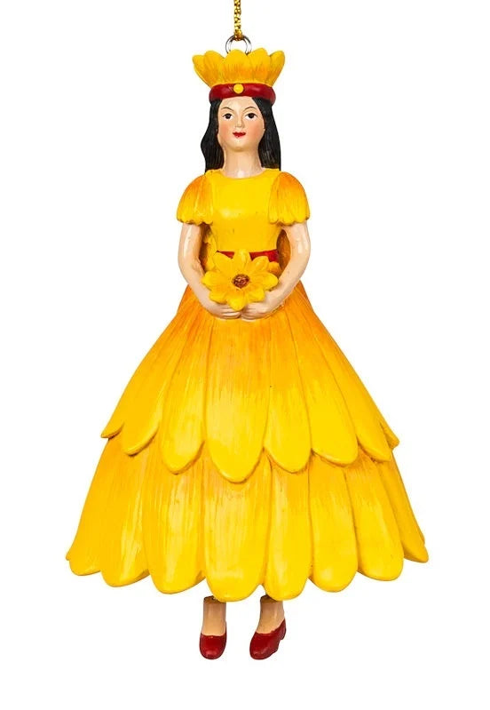 Fairy Flower artigianale a forma di echinacea gialla in resina dipinta, decorazione creativa da appendere o usare come segnaposto o nappa per mobili