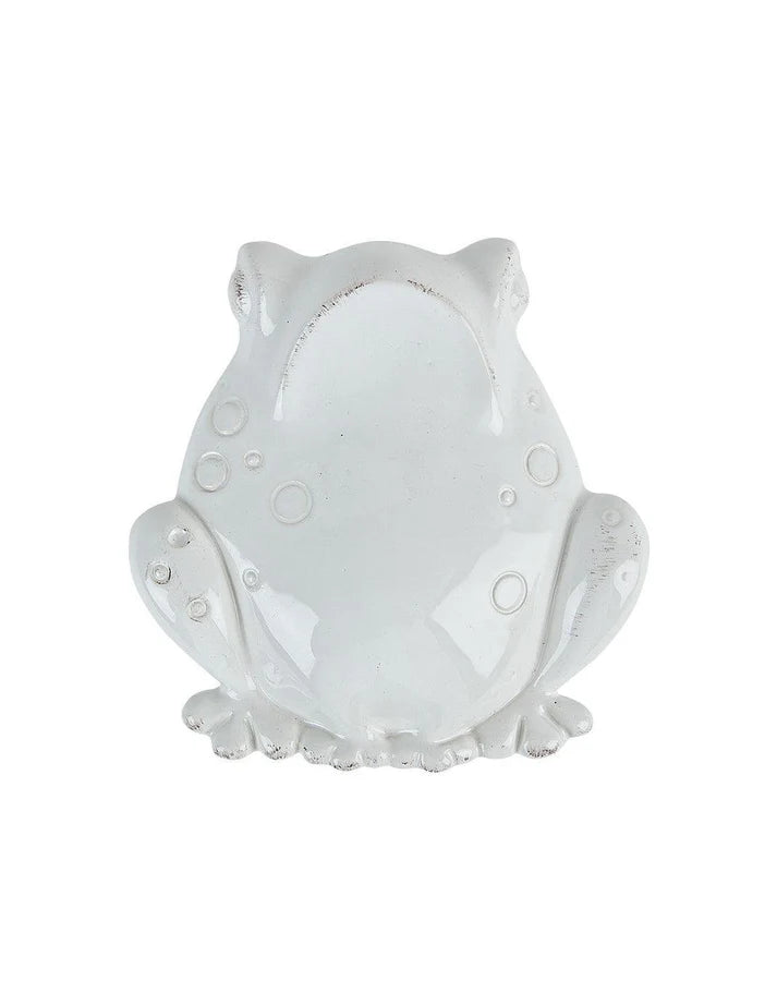 Evaporatore Virginia Casa in ceramica bianca a forma di rana, con gancio da termosifone. Design giocoso e utilità per l’ambiente domestico.