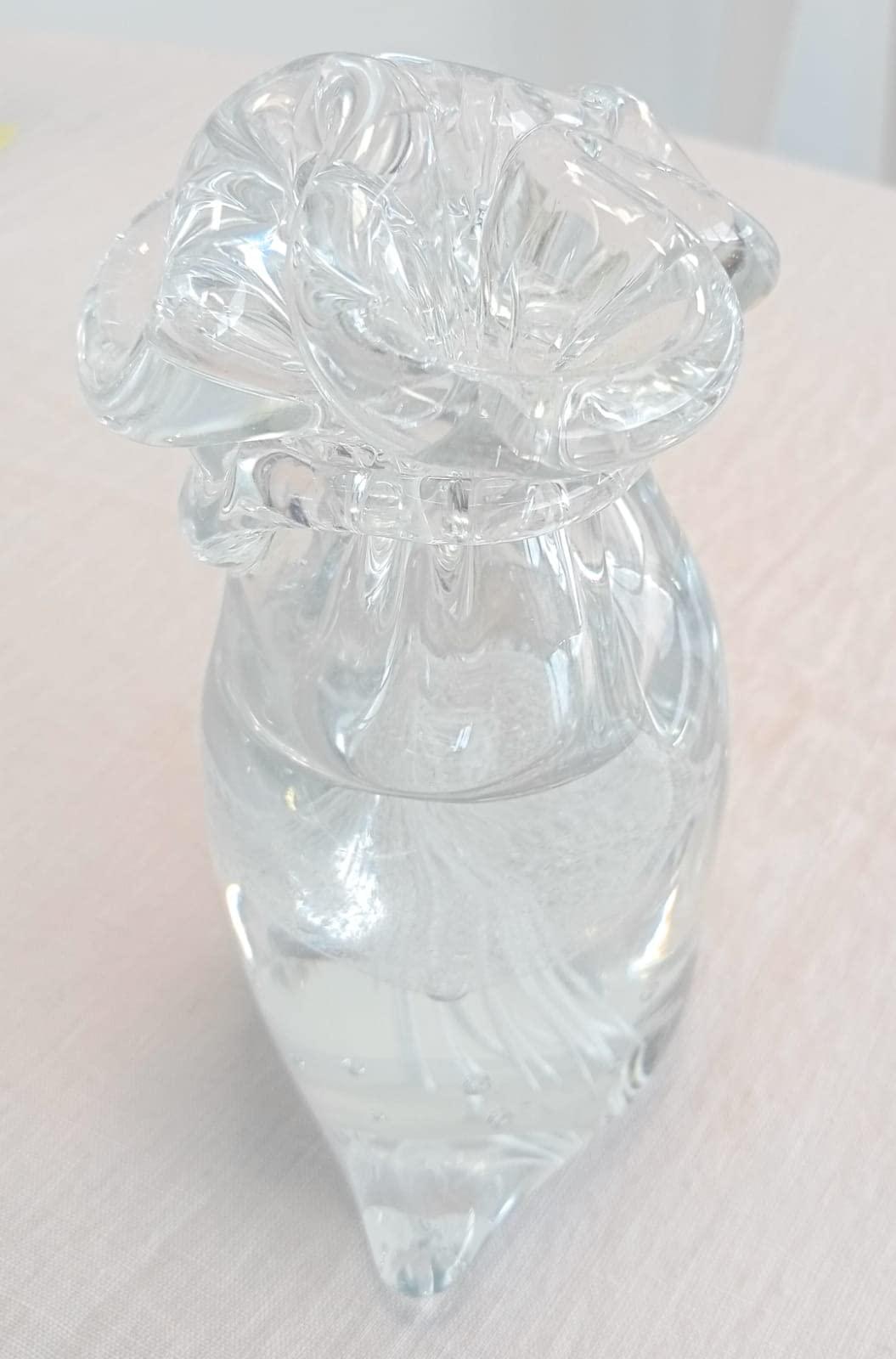 Glass Paperweight Statuette in the Shape of a Bag Containing Sea Creatures